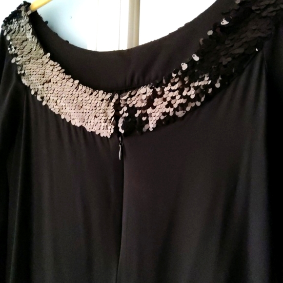 RACHEL ZOE💥New💥Black Sequin Trimmed Silk Dress - Picture 3 of 8